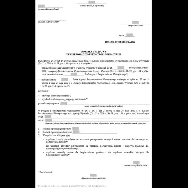 Poprawny układ notatki