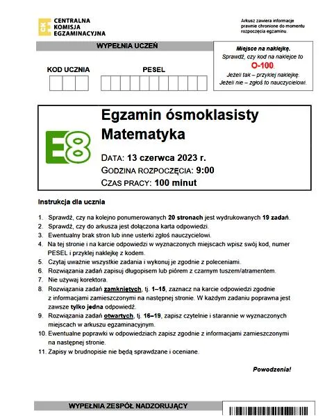 Punkty za egzamin ósmoklasisty