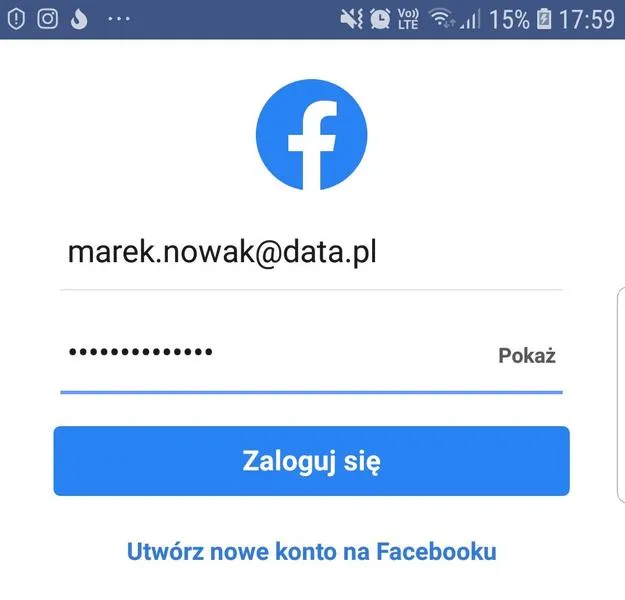Szybka rejestracja na Facebooku