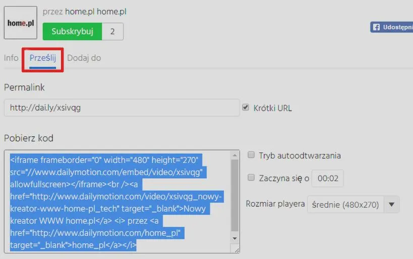 Wstawianie filmów HTML
